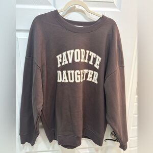 NWOT Favorite Daughter Women's Chocolate Brown Crew Neck Sweateshirt-XL